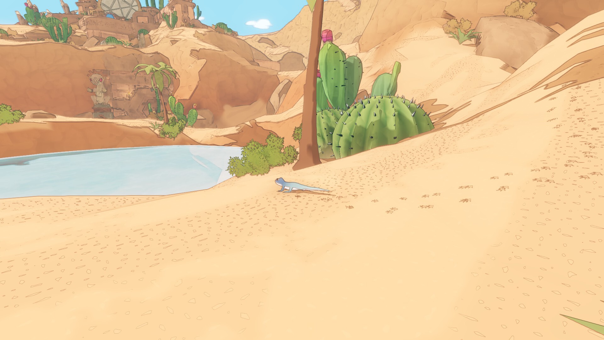 Screenshot oficial de gameplay de Gecko Gods, da página da Steam